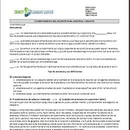 Anesthesia Consent Spanish - Patient Forms